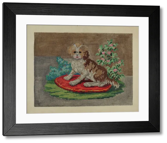Framed Print : Needlepoint Dog, c. 1936. Creator: Evelyn Bailey Framed Print : Needlepoint Dog, c. 1936. Creator: Evelyn Bailey