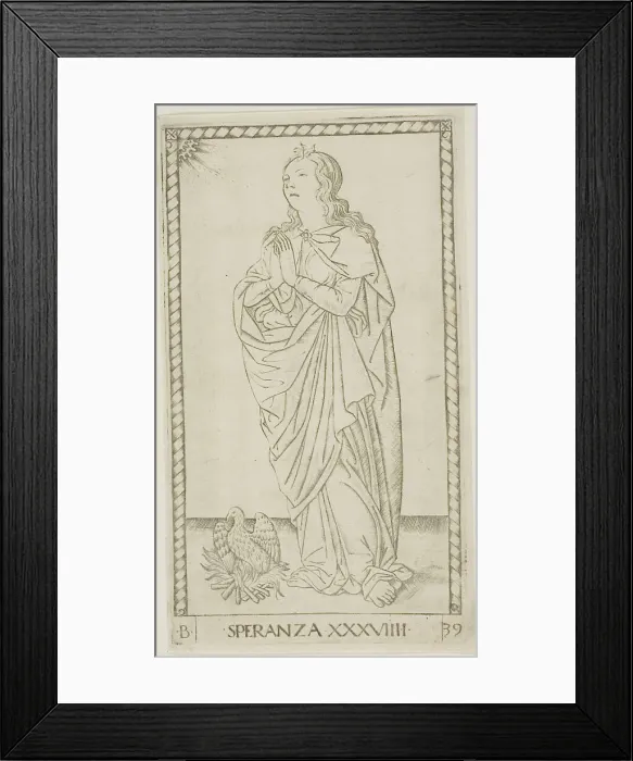 Framed Print : Hope, plate 39 from Genii and Virtues, c.1465. Creator: Unknown Framed Print : Hope, plate 39 from Genii and Virtues, c.1465. Creator: Unknown