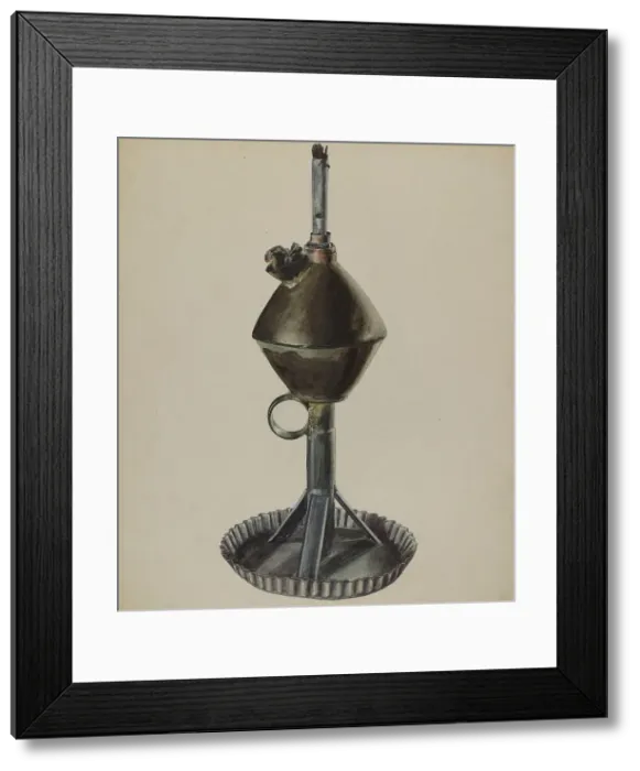 Framed Print : Lard or Whale Oil Lamp, c. 1937. Creator: Ralph Atkinson Framed Print : Lard or Whale Oil Lamp, c. 1937. Creator: Ralph Atkinson