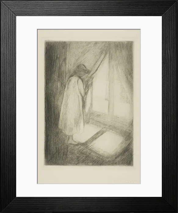 Framed Print : The Girl at the Window, 1894. Creator: Edvard Munch Framed Print : The Girl at the Window, 1894. Creator: Edvard Munch
