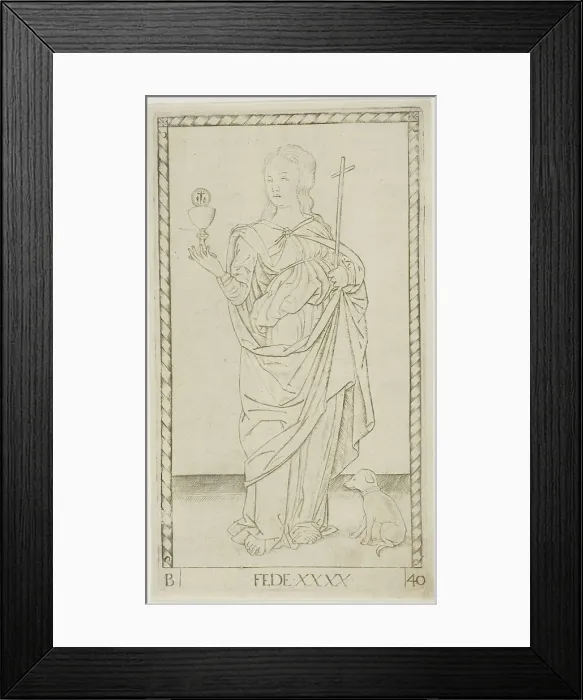 Framed Print : Faith plate 40 from Genii and Virtues, c.1465. Creator: Unknown Framed Print : Faith plate 40 from Genii and Virtues, c.1465. Creator: Unknown