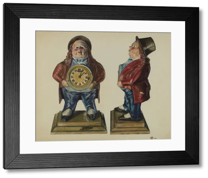Framed Print : Clock-Toby (front and side view), 1938. Creator: Ralph Atkinson Framed Print : Clock-Toby (front and side view), 1938. Creator: Ralph Atkinson