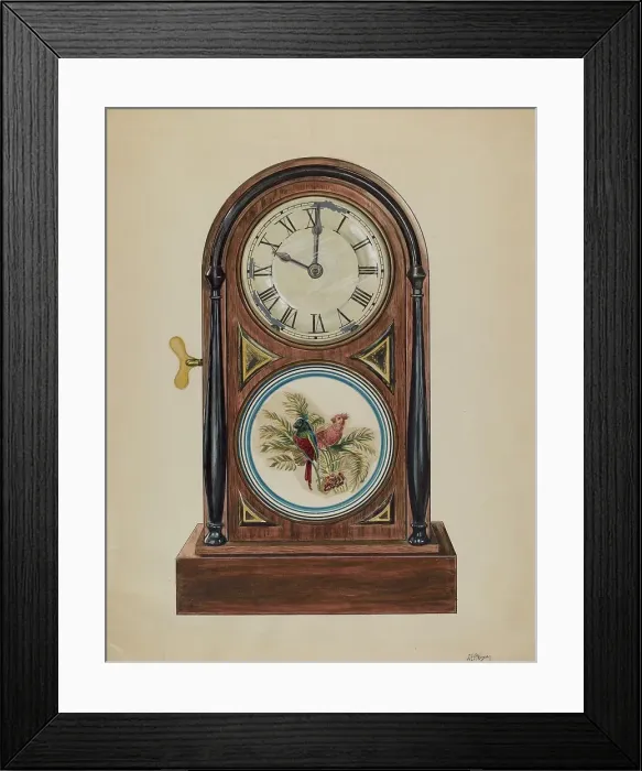 Framed Print : Mantel Clock, c. 1936. Creator: Ralph Atkinson Framed Print : Mantel Clock, c. 1936. Creator: Ralph Atkinson