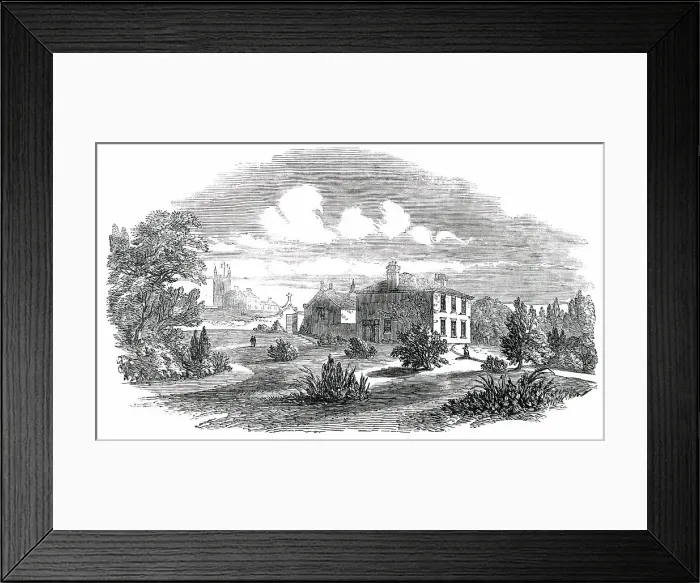 Framed Print : Church, Schools, and Vicarage of St. Just, Penwith, 1850. Creator: Unknown Framed Print : Church, Schools, and Vicarage of St. Just, Penwith, 1850. Creator: Unknown