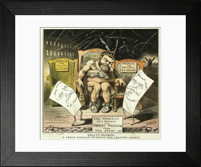 Framed Print : Kelly's Triumph, from Puck, published September 29, 1880. Creator: James Albert Wales Framed Print : Kelly's Triumph, from Puck, published September 29, 1880. Creator: James Albert Wales