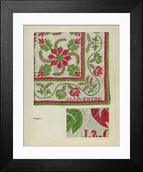 Framed Print : Pepperberry Quilt, c. 1939. Creator: Ralph Atkinson Framed Print : Pepperberry Quilt, c. 1939. Creator: Ralph Atkinson