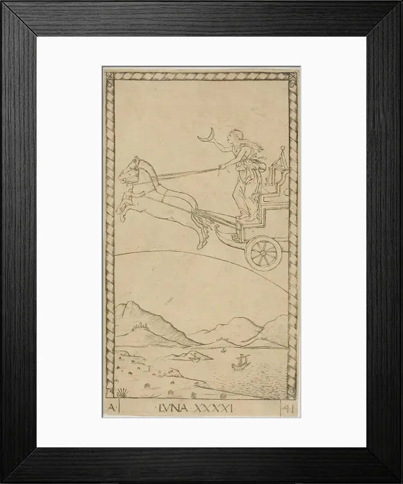 Framed Print : The Moon, plate 41 from Planets and Spheres, c.1465. Creator: Unknown Framed Print : The Moon, plate 41 from Planets and Spheres, c.1465. Creator: Unknown