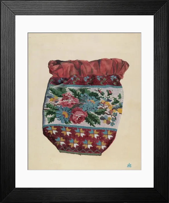 Framed Print : Beaded Bag, c. 1938. Creator: Ralph Atkinson Framed Print : Beaded Bag, c. 1938. Creator: Ralph Atkinson
