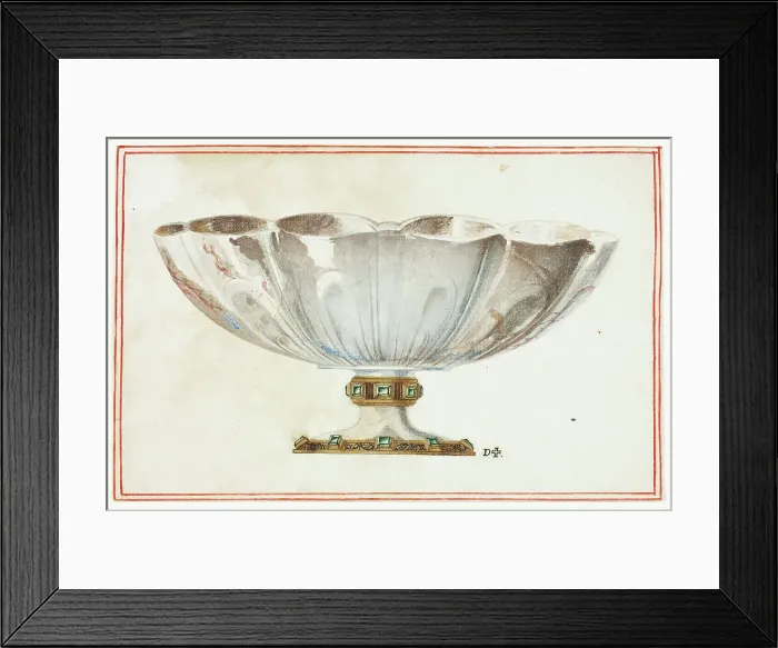 Framed Print : Fluted Bowl with Jewelled Base, n.d. Creator: Giuseppe Grisoni Framed Print : Fluted Bowl with Jewelled Base, n.d. Creator: Giuseppe Grisoni