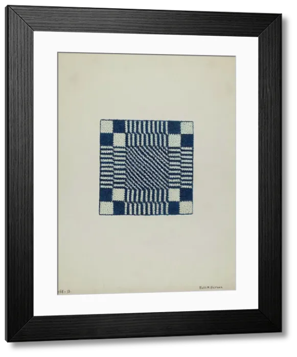 Framed Print : Coverlet (Section of), c. 1940. Creator: Ruth M. Barnes Framed Print : Coverlet (Section of), c. 1940. Creator: Ruth M. Barnes