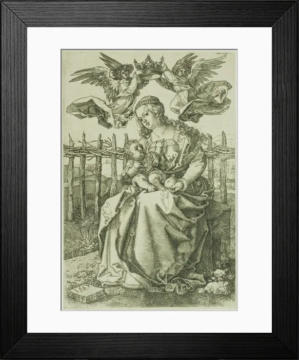 Framed Print : Madonna Crowned by Two Angels, 1563. Creator: Jan Wierix Framed Print : Madonna Crowned by Two Angels, 1563. Creator: Jan Wierix