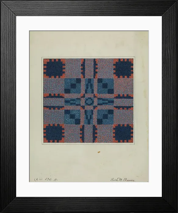 Framed Print : Coverlet (Reverse Side), c. 1936. Creator: Ruth M. Barnes Framed Print : Coverlet (Reverse Side), c. 1936. Creator: Ruth M. Barnes