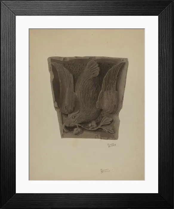 Framed Print : Carved Keystone, c. 1939. Creator: Richard Barnett Framed Print : Carved Keystone, c. 1939. Creator: Richard Barnett