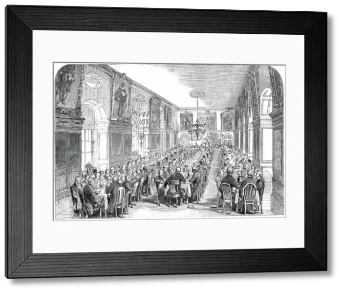 Framed Print : Annual Dinner of the Governors of Bridewell and Bethlem Hospitals, in the Hall, Bridewell, 1850. Creator: Unknown Framed Print : Annual Dinner of the Governors of Bridewell and Bethlem Hospitals, in the Hall, Bridewell, 1850. Creator: Unknown