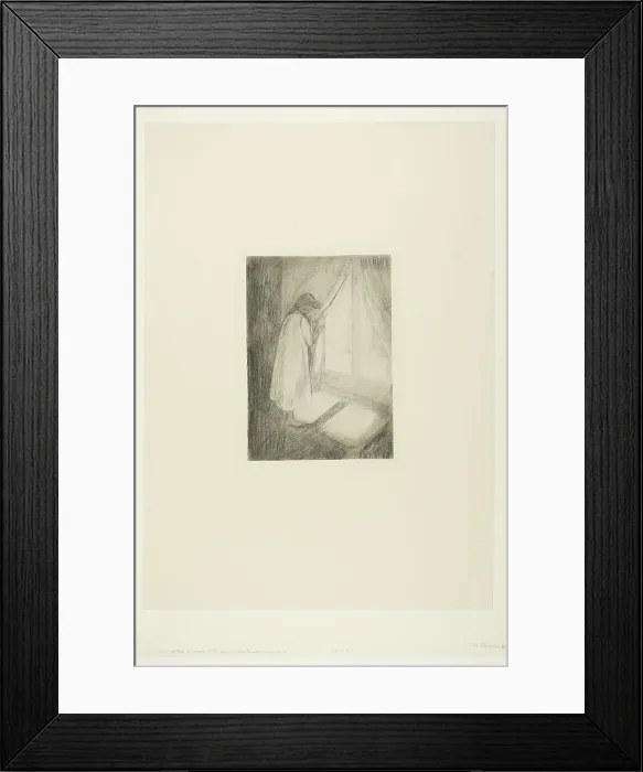 Framed Print : The Girl at the Window, 1894. Creator: Edvard Munch Framed Print : The Girl at the Window, 1894. Creator: Edvard Munch