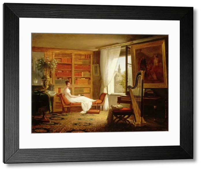 Framed Print : Salon of Madame Récamier at the Abbaye-aux-Bois, 1826. Creator: Dejuinne, François-Louis (1786-1844) Framed Print : Salon of Madame Récamier at the Abbaye-aux-Bois, 1826. Creator: Dejuinne, François-Louis (1786-1844)