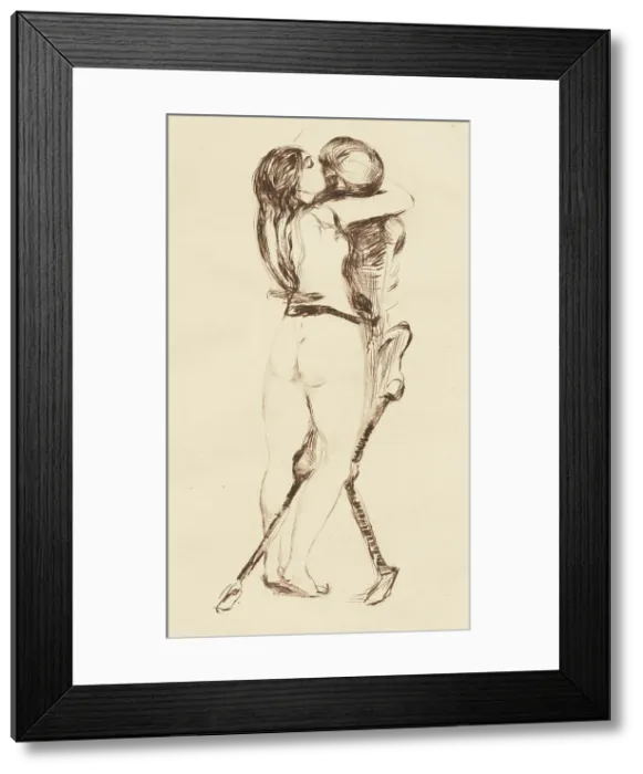 Framed Print : Death and the Woman, 1894. Creator: Edvard Munch Framed Print : Death and the Woman, 1894. Creator: Edvard Munch