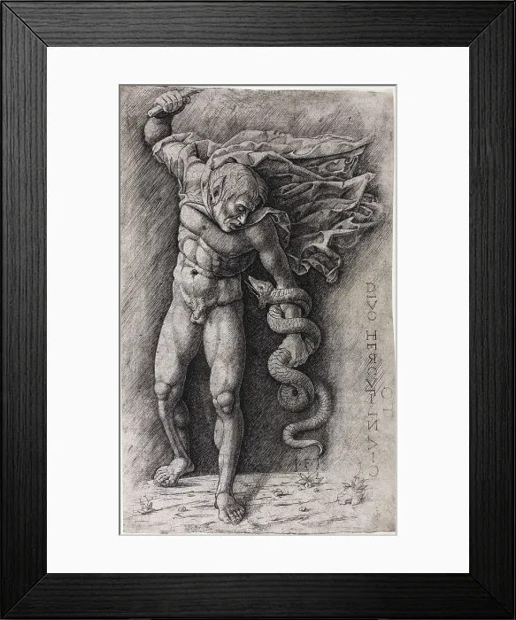 Framed Print : Faun Attacking a Snake, c.1500. Creator: School of Andrea Mantegna Framed Print : Faun Attacking a Snake, c.1500. Creator: School of Andrea Mantegna