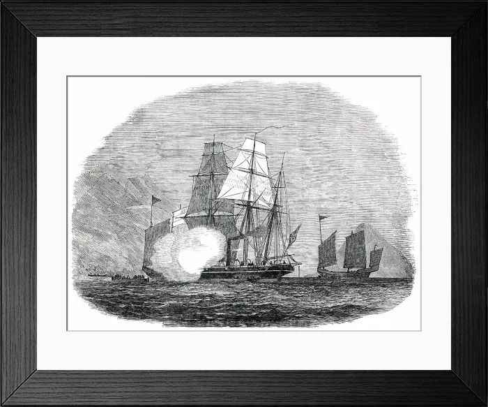 Framed Print : H.M.S. Reynard Capturing Two Piratical Junks off Hong Kong, 1850. Creator: Unknown. H.M.S. Reynard Capturing Two Piratical Junks off Hong Kong, 1850. Creator: Unknown Framed Print : H.M.S. Reynard Capturing Two Piratical Junks off Hong Kong, 1850. Creator: Unknown. H.M.S. Reynard Capturing Two Piratical Junks off Hong Kong, 1850. Creator: Unknown