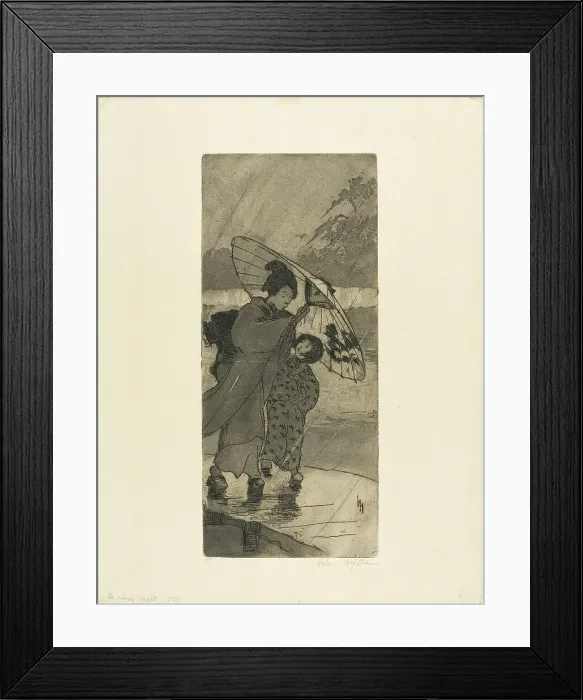 Framed Print : A Rainy Night, 1906. Creator: Helen Hyde Framed Print : A Rainy Night, 1906. Creator: Helen Hyde