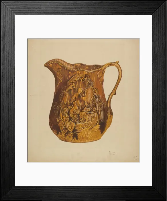 Framed Print : Rockingham Pitcher, c. 1938. Creator: Richard Barnett Framed Print : Rockingham Pitcher, c. 1938. Creator: Richard Barnett