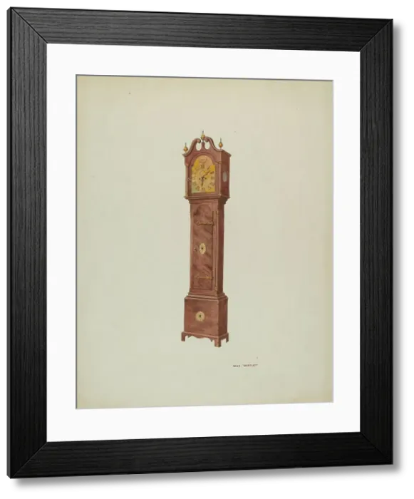 Framed Print : Grandfather Clock, Angular View, 1937. Creator: Dana Bartlett Framed Print : Grandfather Clock, Angular View, 1937. Creator: Dana Bartlett