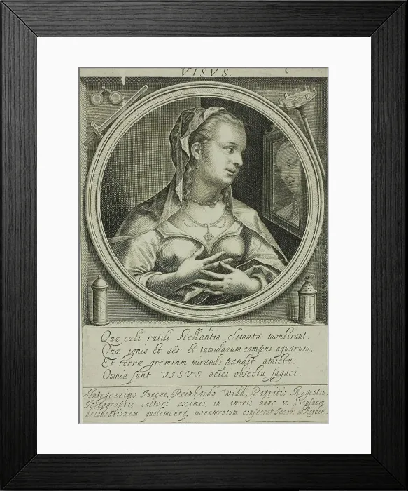 Framed Print : Sight, plate one from The Five Senses, n.d. Creator: Jacob van der Heyden Framed Print : Sight, plate one from The Five Senses, n.d. Creator: Jacob van der Heyden