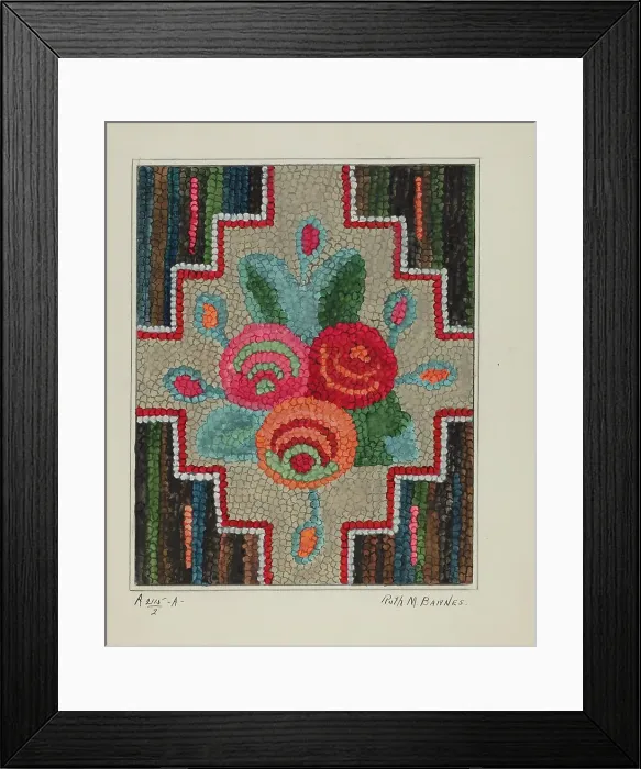 Framed Print : Hooked Rug, c. 1936. Creator: Ruth M. Barnes Framed Print : Hooked Rug, c. 1936. Creator: Ruth M. Barnes