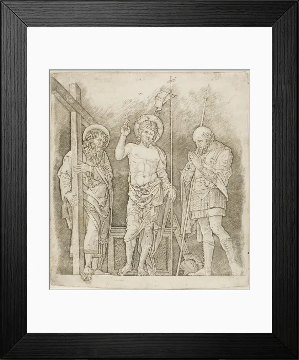 Framed Print : Risen Christ Between Saints Andrew and Longinus, c.1472. Creator: School of Andrea Mantegna Framed Print : Risen Christ Between Saints Andrew and Longinus, c.1472. Creator: School of Andrea Mantegna