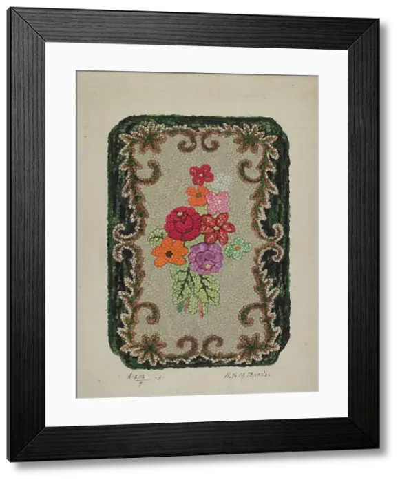 Framed Print : Hooked Rug, c. 1936. Creator: Ruth M. Barnes Framed Print : Hooked Rug, c. 1936. Creator: Ruth M. Barnes