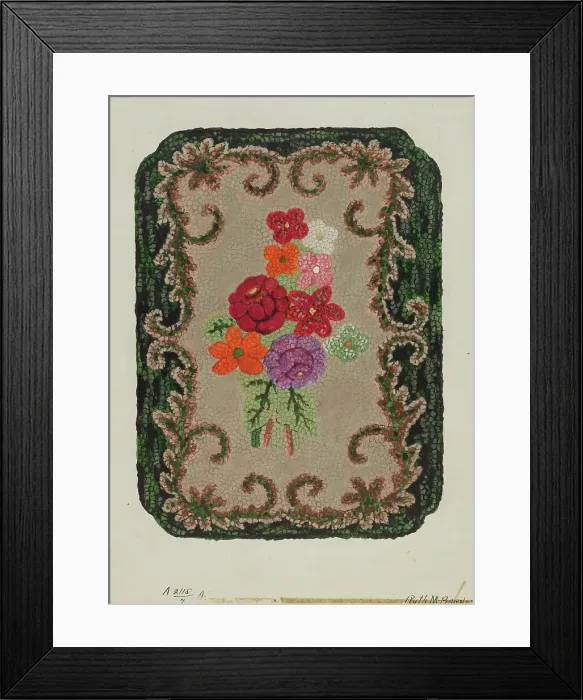 Framed Print : Hooked Rug, c. 1936. Creator: Ruth M. Barnes Framed Print : Hooked Rug, c. 1936. Creator: Ruth M. Barnes