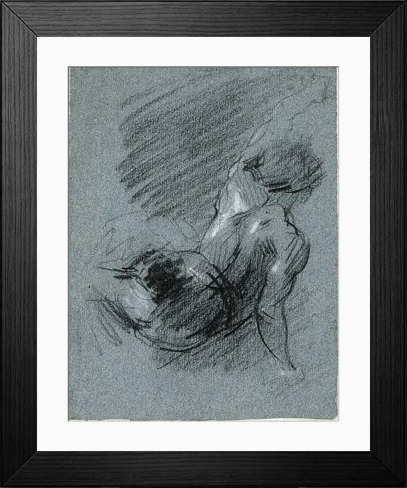 Framed Print : Back View of Seated Figure, Lifting Left Arm, n.d. Creator: Jean-Baptiste Carpeaux Framed Print : Back View of Seated Figure, Lifting Left Arm, n.d. Creator: Jean-Baptiste Carpeaux