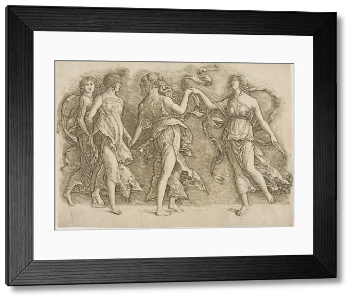 Framed Print : Four Women Dancing, c.1497. Creator: School of Andrea Mantegna Framed Print : Four Women Dancing, c.1497. Creator: School of Andrea Mantegna