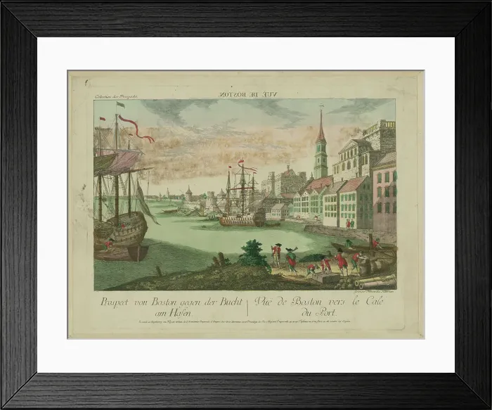 Framed Print : View of Boston Harbor, 1770s. Creator: Habermann, Franz Xaver (1721-1796) Framed Print : View of Boston Harbor, 1770s. Creator: Habermann, Franz Xaver (1721-1796)