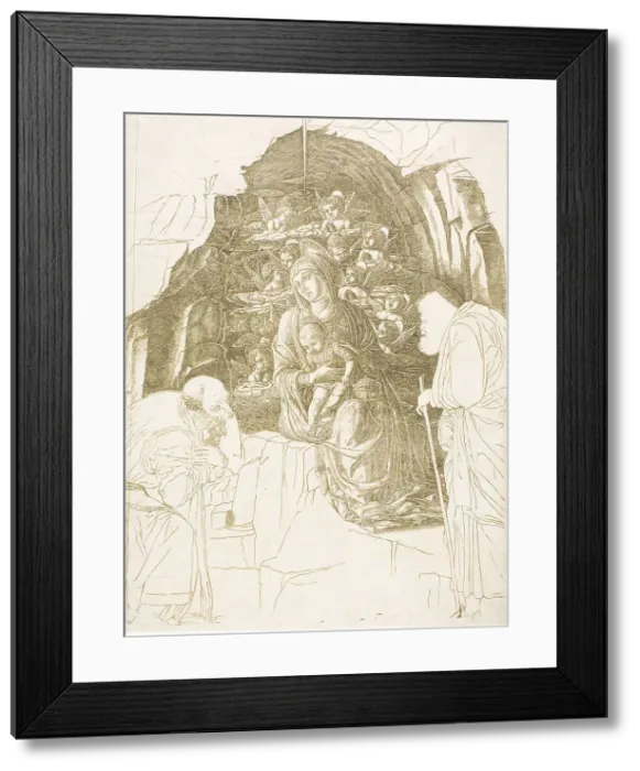 Framed Print : The Adoration of the Magi (Virgin of the Grotto), c.1500. Creator: School of Andrea Mantegna Framed Print : The Adoration of the Magi (Virgin of the Grotto), c.1500. Creator: School of Andrea Mantegna