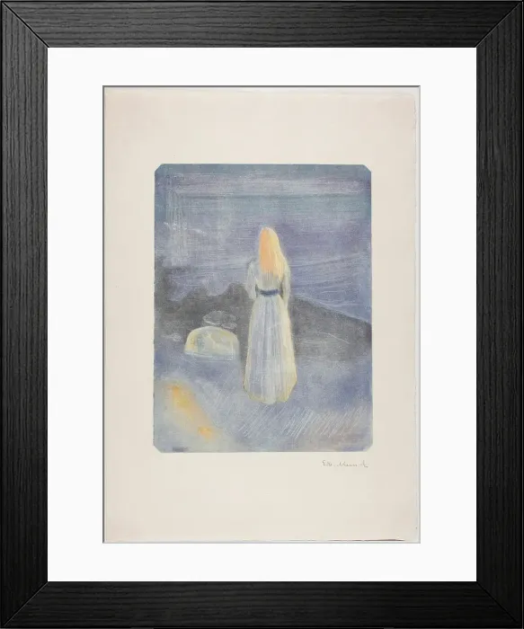 Framed Print : Young Woman on the Beach, 1896. Creator: Edvard Munch Framed Print : Young Woman on the Beach, 1896. Creator: Edvard Munch