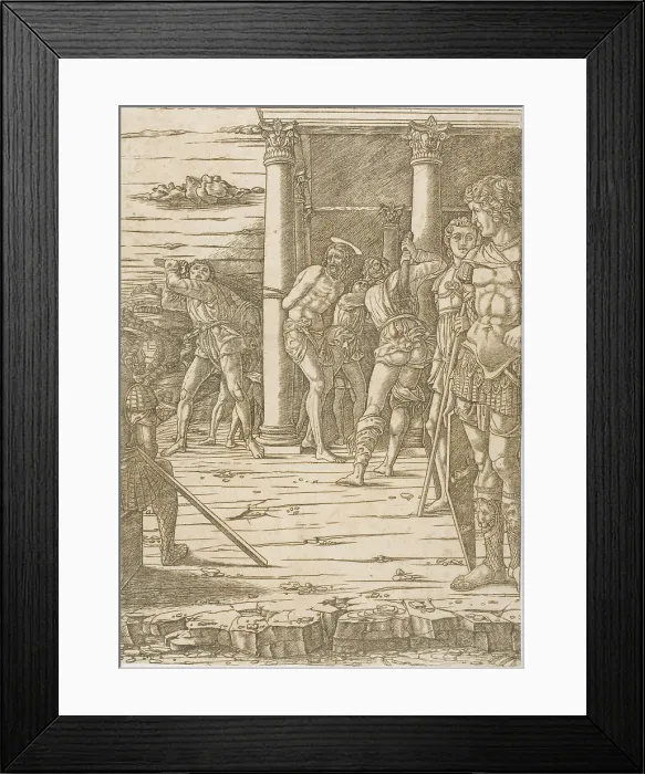 Framed Print : The Flagellation of Christ, with the Landscape Background, 1475 / 80. Creator: School of Andrea Mantegna Framed Print : The Flagellation of Christ, with the Landscape Background, 1475 / 80. Creator: School of Andrea Mantegna