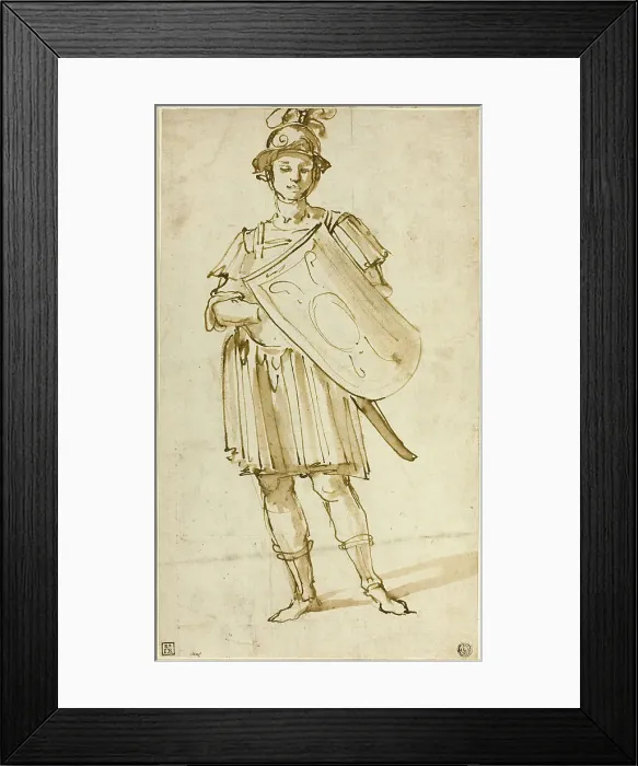 Framed Print : Standing Warrior, c.1600. Creator: Unknown Framed Print : Standing Warrior, c.1600. Creator: Unknown