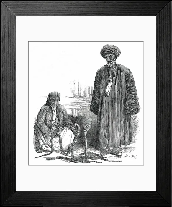 Framed Print : The Serpent-Charmers at the Gardens of the Zoological Society, Regent's-Park, 1850. Creator: Pearson Framed Print : The Serpent-Charmers at the Gardens of the Zoological Society, Regent's-Park, 1850. Creator: Pearson