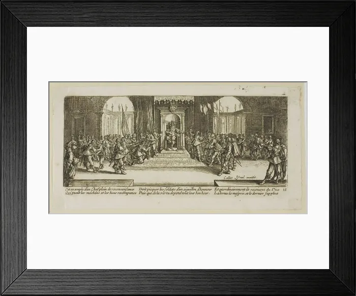 Framed Print : Distribution of Rewards, plate eighteen from The Large Miseries of War, n.d. Creator: Gerard van Schagen Framed Print : Distribution of Rewards, plate eighteen from The Large Miseries of War, n.d. Creator: Gerard van Schagen