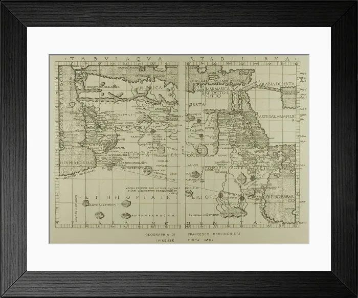 Framed Print : Map of Libya, the Middle East and North Africa, 1478, reprinted 1889. Creator: Unknown Framed Print : Map of Libya, the Middle East and North Africa, 1478, reprinted 1889. Creator: Unknown