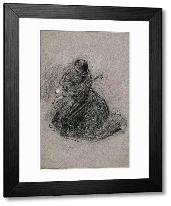 Framed Print : Saint Francis (recto); Two Figures (verso), 1847 / 75. Creator: Jean-Baptiste Carpeaux Framed Print : Saint Francis (recto); Two Figures (verso), 1847 / 75. Creator: Jean-Baptiste Carpeaux