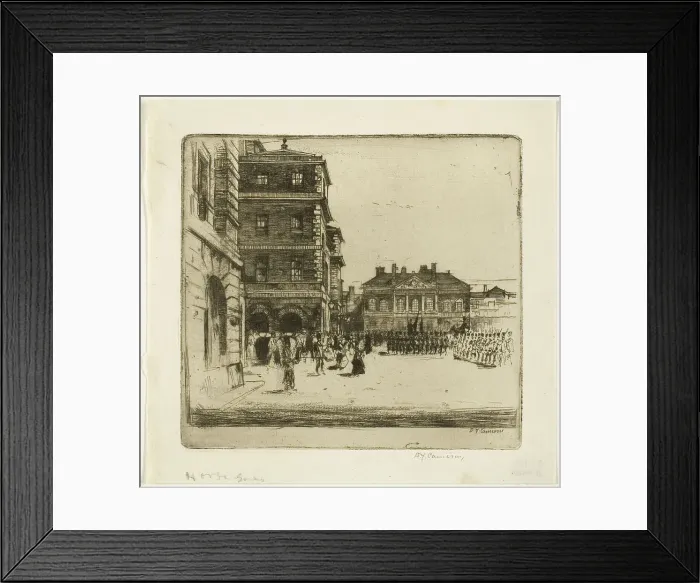 Framed Print : The Horse Guards, plate four from the London Set, 1899. Creator: David Young Cameron Framed Print : The Horse Guards, plate four from the London Set, 1899. Creator: David Young Cameron