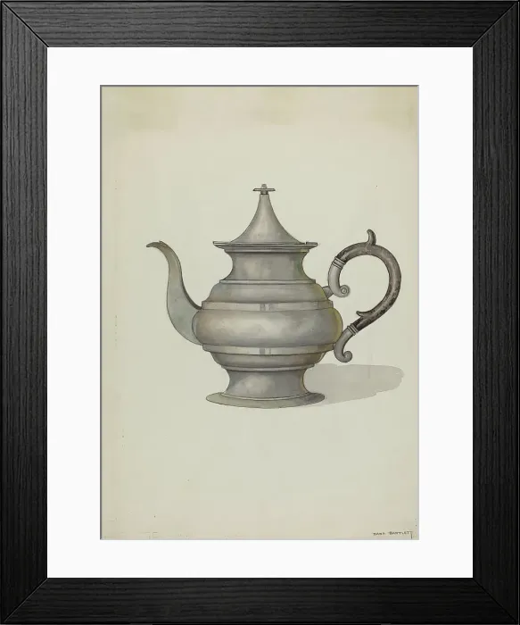 Framed Print : Pewter Teapot, c. 1937. Creator: Dana Bartlett