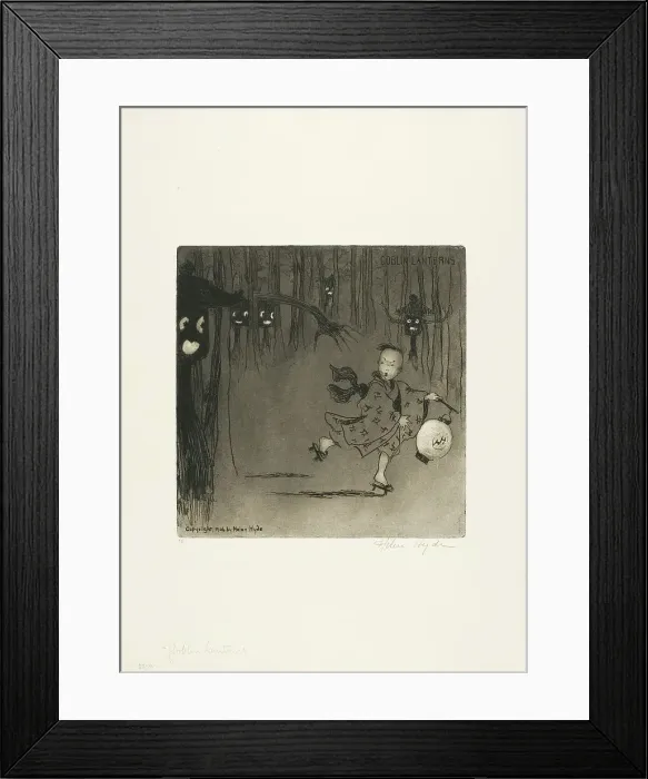 Framed Print : Goblin Lanterns, 1906. Creator: Helen Hyde Framed Print : Goblin Lanterns, 1906. Creator: Helen Hyde