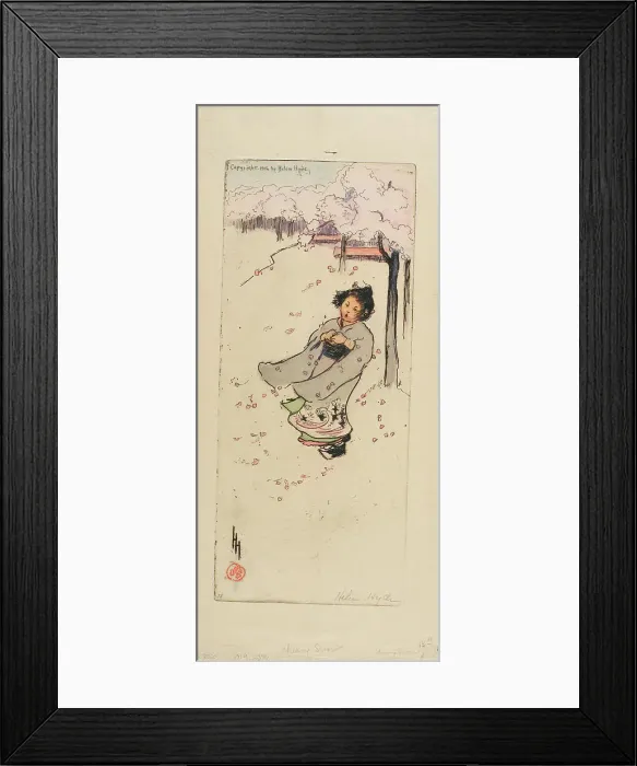 Framed Print : Cherry Snow, 1906. Creator: Helen Hyde Framed Print : Cherry Snow, 1906. Creator: Helen Hyde