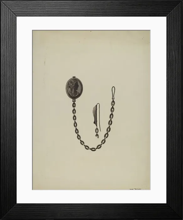 Framed Print : Medallion and Chain, c. 1936. Creator: Dana Bartlett Framed Print : Medallion and Chain, c. 1936. Creator: Dana Bartlett