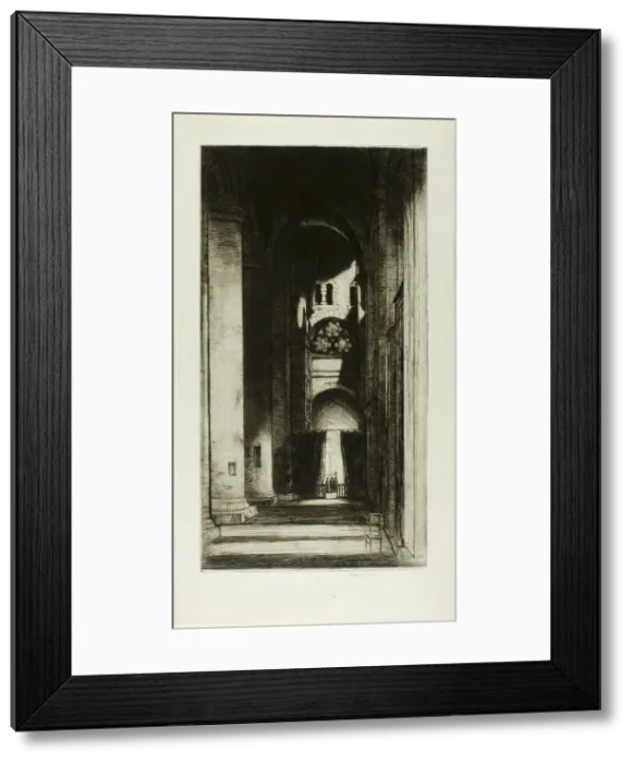 Framed Print : Tewkesbury Abbey, 1915. Creator: David Young Cameron Framed Print : Tewkesbury Abbey, 1915. Creator: David Young Cameron