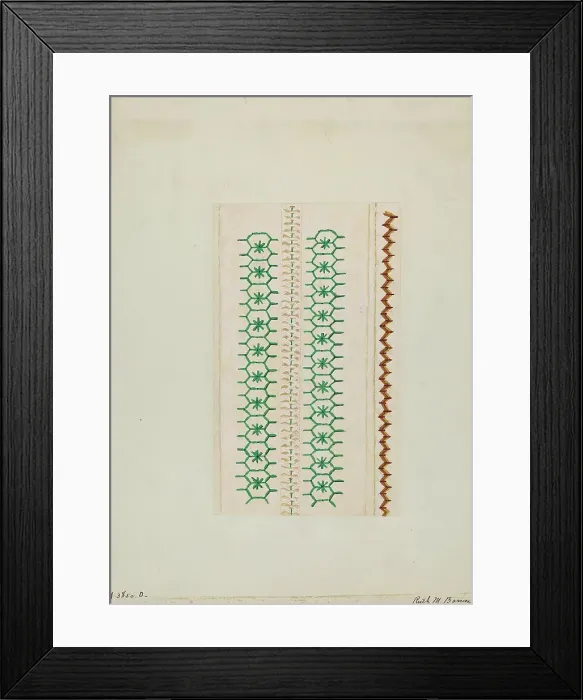 Framed Print : Sampler (Stitching), c. 1937. Creator: Ruth M. Barnes Framed Print : Sampler (Stitching), c. 1937. Creator: Ruth M. Barnes