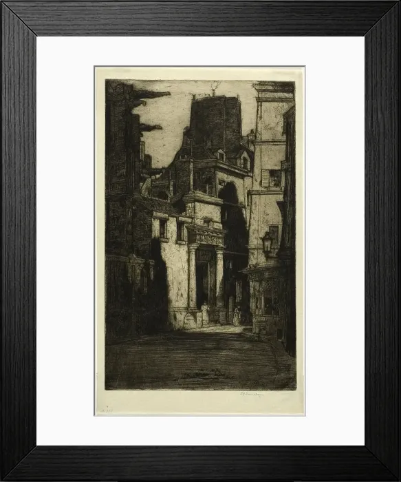 Framed Print : Saint Gervais, Rue des Barres, plate four from the Paris Set, 1904. Creator: David Young Cameron Framed Print : Saint Gervais, Rue des Barres, plate four from the Paris Set, 1904. Creator: David Young Cameron